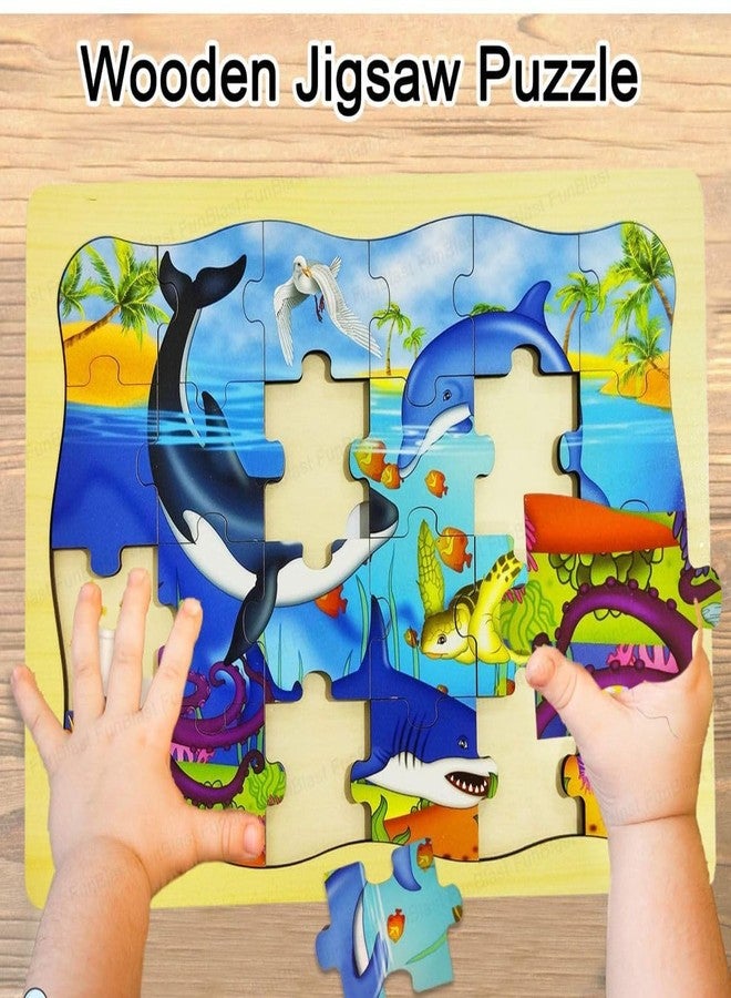 Radhya Accessories Puzzle for Kids, Wooden, Jigsaw,DIY Floor for Boys & Girls Learning Educational Toys for Children, Age 4+ (24 Pcs) (Marine Life) - Image 2